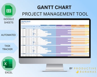 GANTT CHART | Project Management, Agile| Google Sheets & Excel Template | Task Tracker, Project Timeline, Business Planner | Undated Diagram