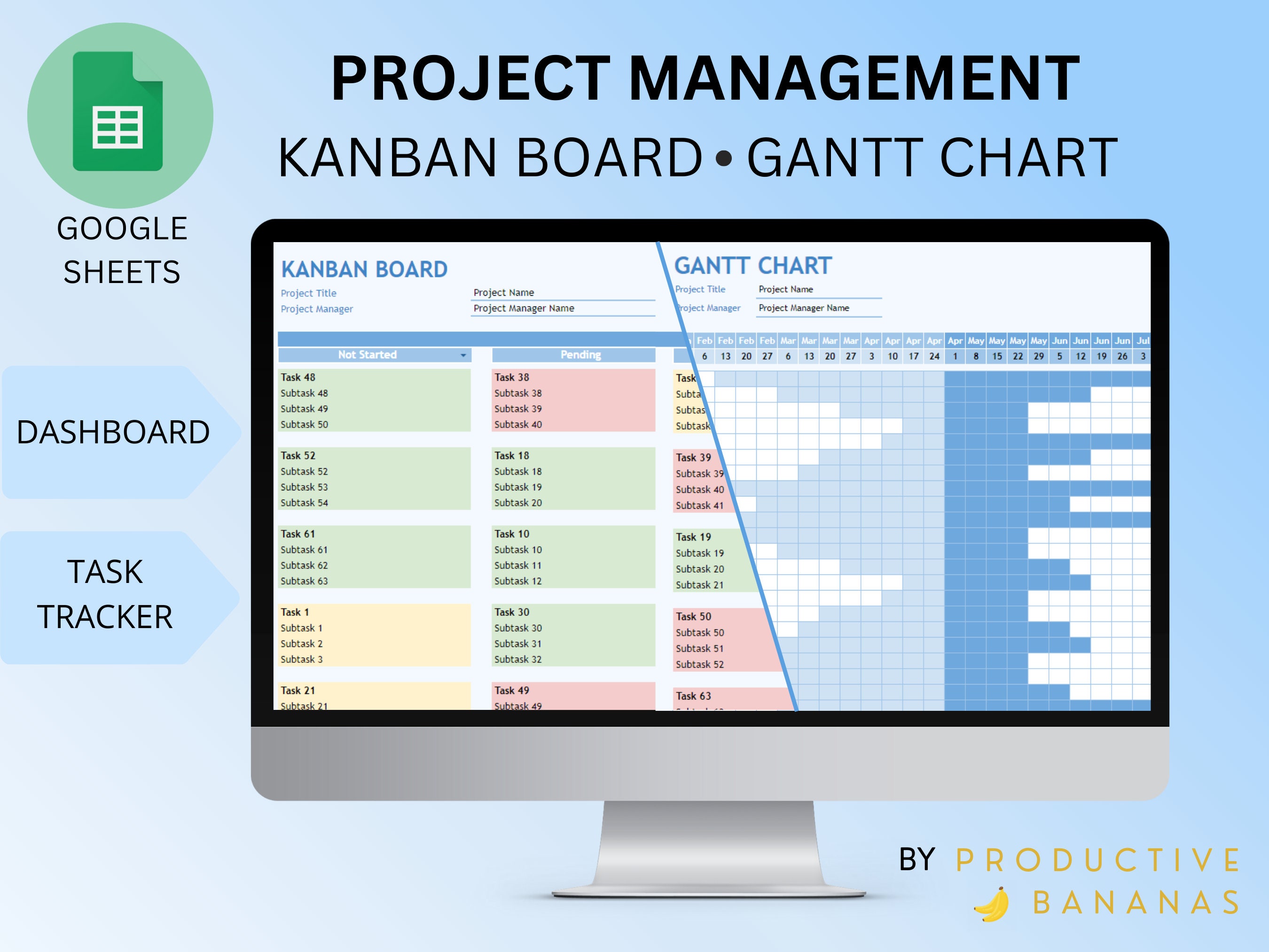 Project Management Kanban Board & Gantt Chart Business - Etsy
