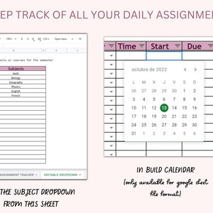 ASSIGNMENT TRACKER Google Sheets & Excel Template Homework - Etsy