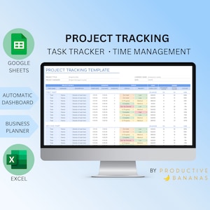 PROJECT MANAGEMENT | Business Planner | Digital Google Sheets & Excel Spreadsheet | Undated, Customizable | Budgeting, Task Tracker, Finance