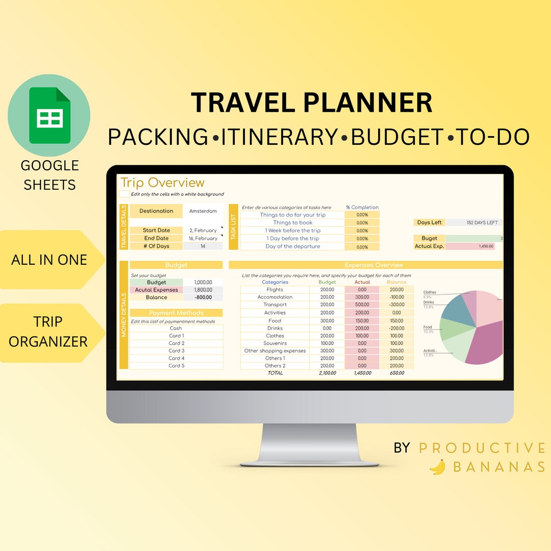 ULTIMATE TRAVEL PLANNER | Google Sheets Spreadsheet | Budget & Expenses ...