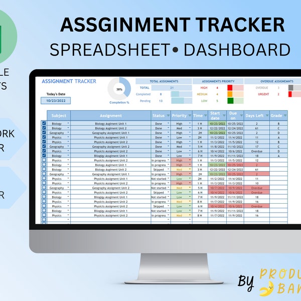 Assignment Tracker Excel - Etsy