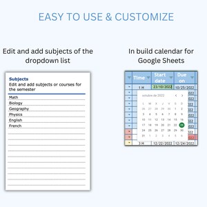 ASSIGNMENT TRACKER Google Sheets Template Homework Planner College and ...