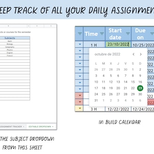 ASSIGNMENT TRACKER Google Sheets Template Homework Planner - Etsy