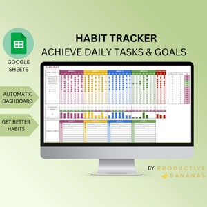 EDITABLE HABIT TRACKER | Google Sheets Template | Spreadsheet | Daily Weekly Monthly Goal Planner