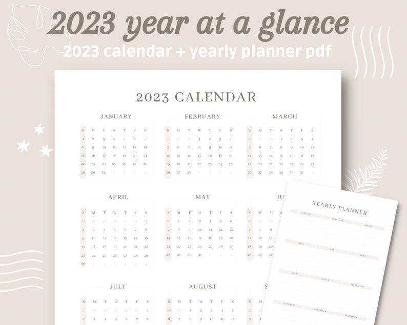 2023 Printable Calendar PDF Minimalist Digital Calendar - Etsy