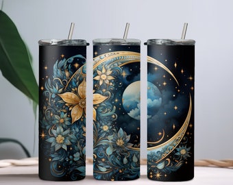 Stars and moon night sky skinny tumbler png stars moon night sky sublimation tumbler wrap tumbler wrap 20 oz png