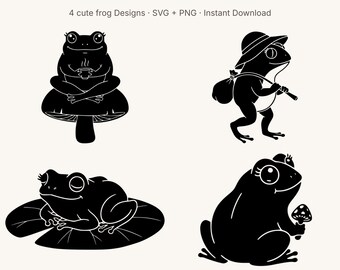 Cute Frog SVG Pack | Frog PNG Bundle for Cricut | Hoppy Little Froggies Silhouette | Frog Sticker Vinyl Decal Cut File