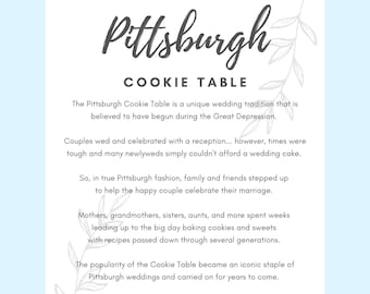 Pittsburgh Cookie Table Sign Printable PDF Digital Download - Leaves Design 8x10
