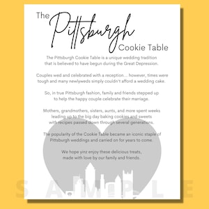 Pittsburgh Cookie Table Sign JPG Download 8x10 | 16x20 inches - Heart with Pittsburgh Skyline, two font color options, printable