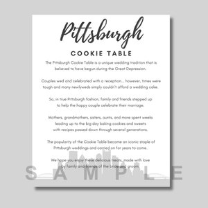 Bride and Groom Cookie Table Sign with Pgh Skyline PRINTABLE Digital Download - 8x10 ONLY