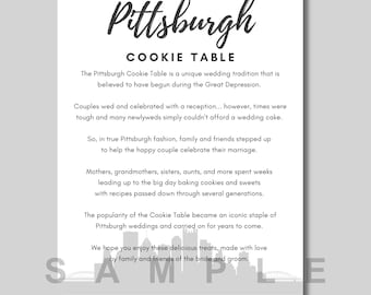 Bride and Groom Cookie Table Sign with Pgh Skyline PRINTABLE Digital Download - 8x10 ONLY