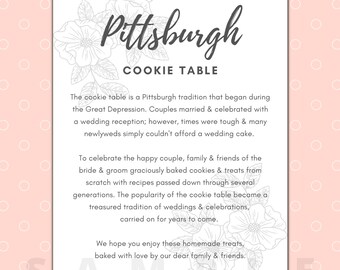 Pittsburgh Cookie Table Sign PRINTABLE Digital Download - Etsy
