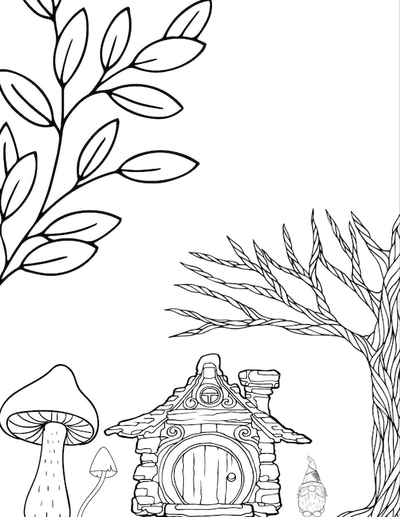 Fairy Garden Coloring Page from Etsy