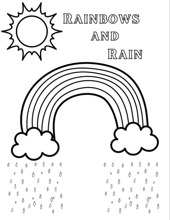 Rainbows & Rain Coloring Page - Etsy