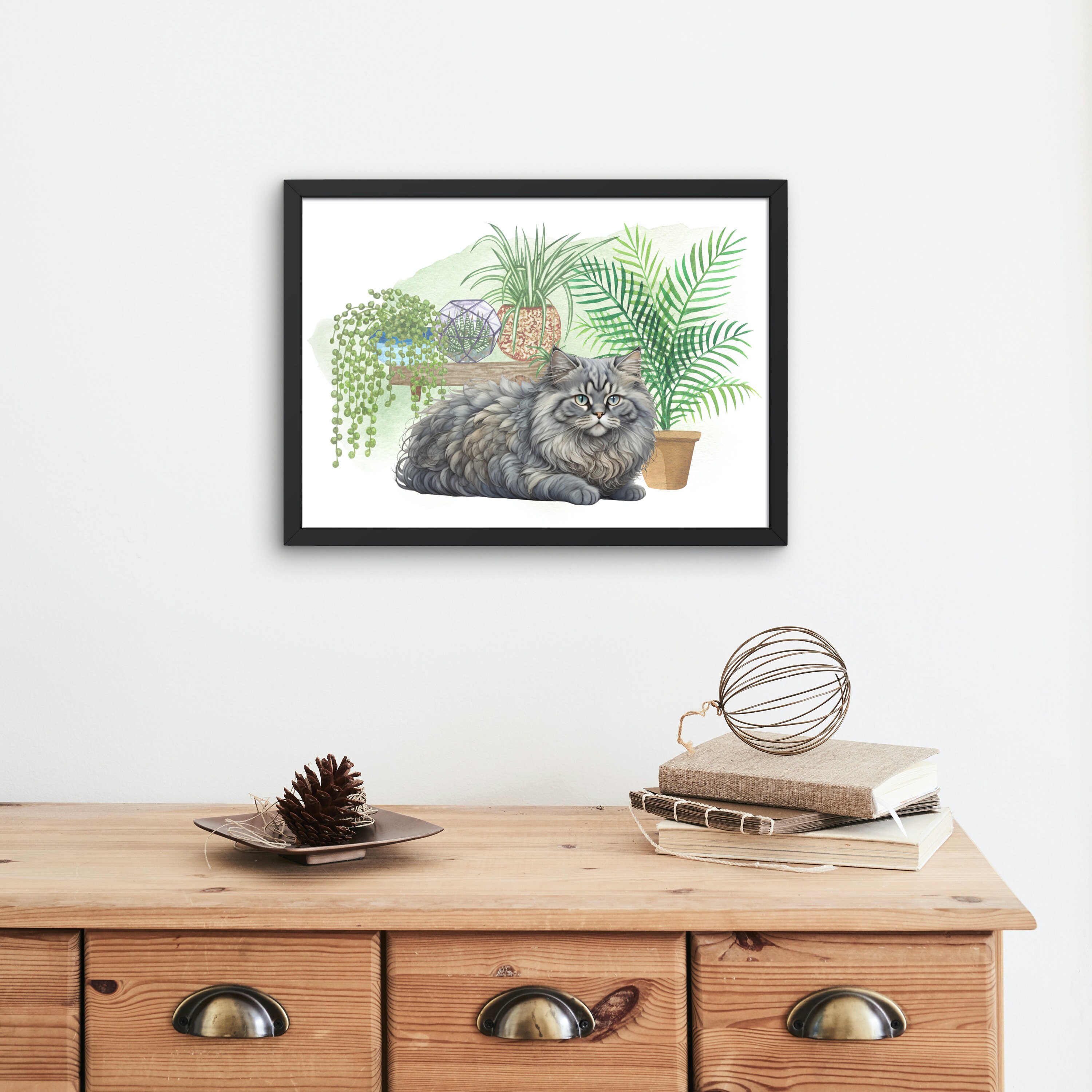 Persian Cat Wall Art Digital Download Print Fluffy Grey Cat Etsy