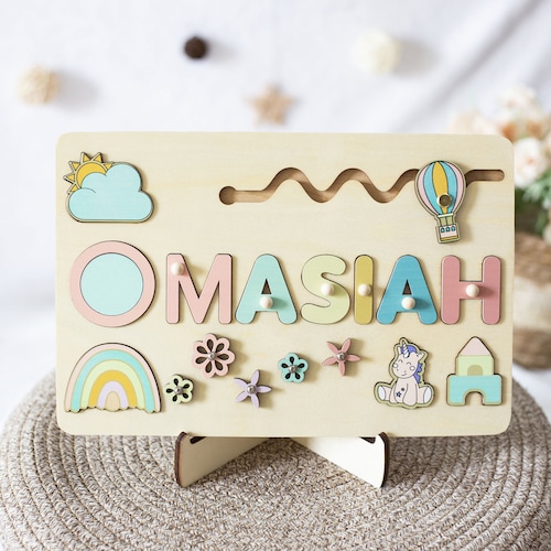 Baby Name Puzzle Wooden Puzzle With Pegs Personalized First Etsy