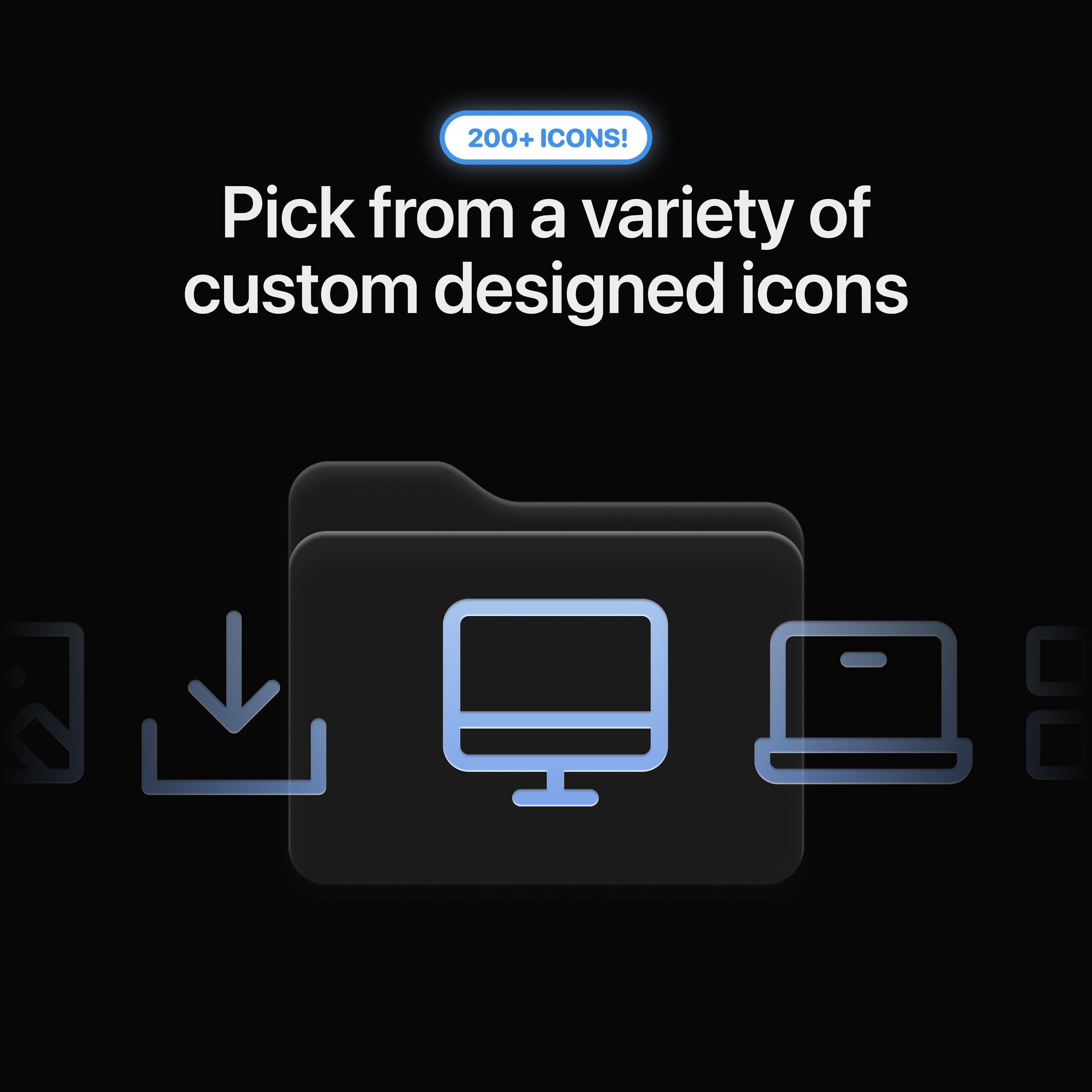 Night Blue Folder Icon Pack: 214 Black and Blue Desktop Icons (digital ...