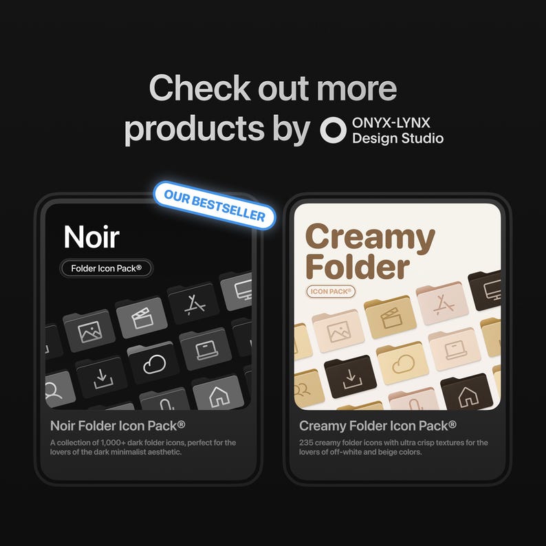 Noir Ios Icon Pack: 1,000+ Dark Icons for iPhone & iPad (digital ...