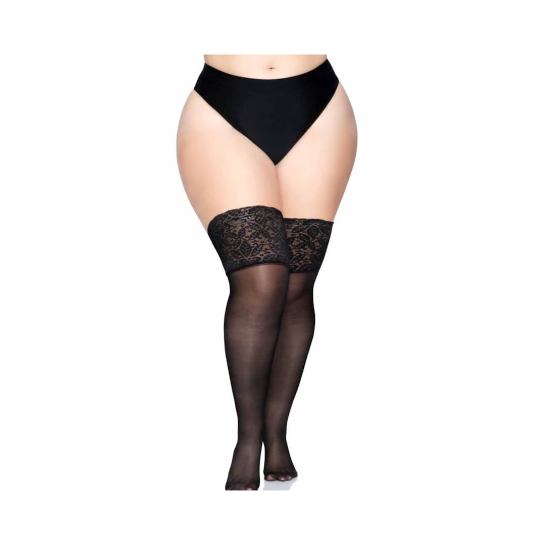 Plus Size Stockings, Bbw Tights, Sexy Black Lace Stockings, Transparent