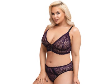 Buy Sexy Lace Lingerie Set Plus Size OUVERT, Curvy Lingerie See Through  Sheer Bra,plus Size Crotchless Lingerie Big Boobs Bralette Online in India  