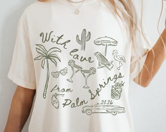 Custom Palm Springs Comfort Colors® Tee, Bachelorette Party Shirt, Girls Trip & Birthday Gift