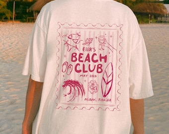 Custom Beach Club Bachelorette Comfort Colors® Tee, Coastal Bride, Bridal Party & Birthday Shirt