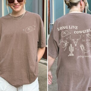 Custom Cowgirl Comfort Colors® T-shirt, Western Bachelorette Party, Reckless in Texas Girls Trip Tee Espresso
