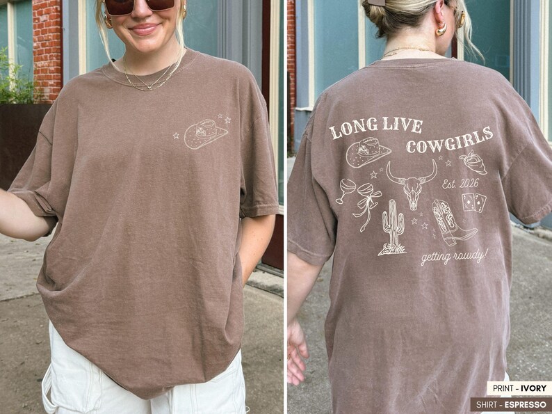Custom Cowgirl Comfort Colors® T-shirt, Western Bachelorette Party, Reckless in Texas Girls Trip Tee Espresso