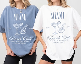 Custom Beach Bachelorette Party Tshirt, Personalized Miami Luxury Bachelorette Merch, Beach Club Shirt, Last Splash Bridal Party Tshirt