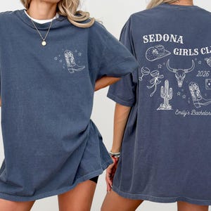 Custom Cowgirl Comfort Colors® T-shirt, Western Bachelorette Party, Reckless in Texas Girls Trip Tee Denim