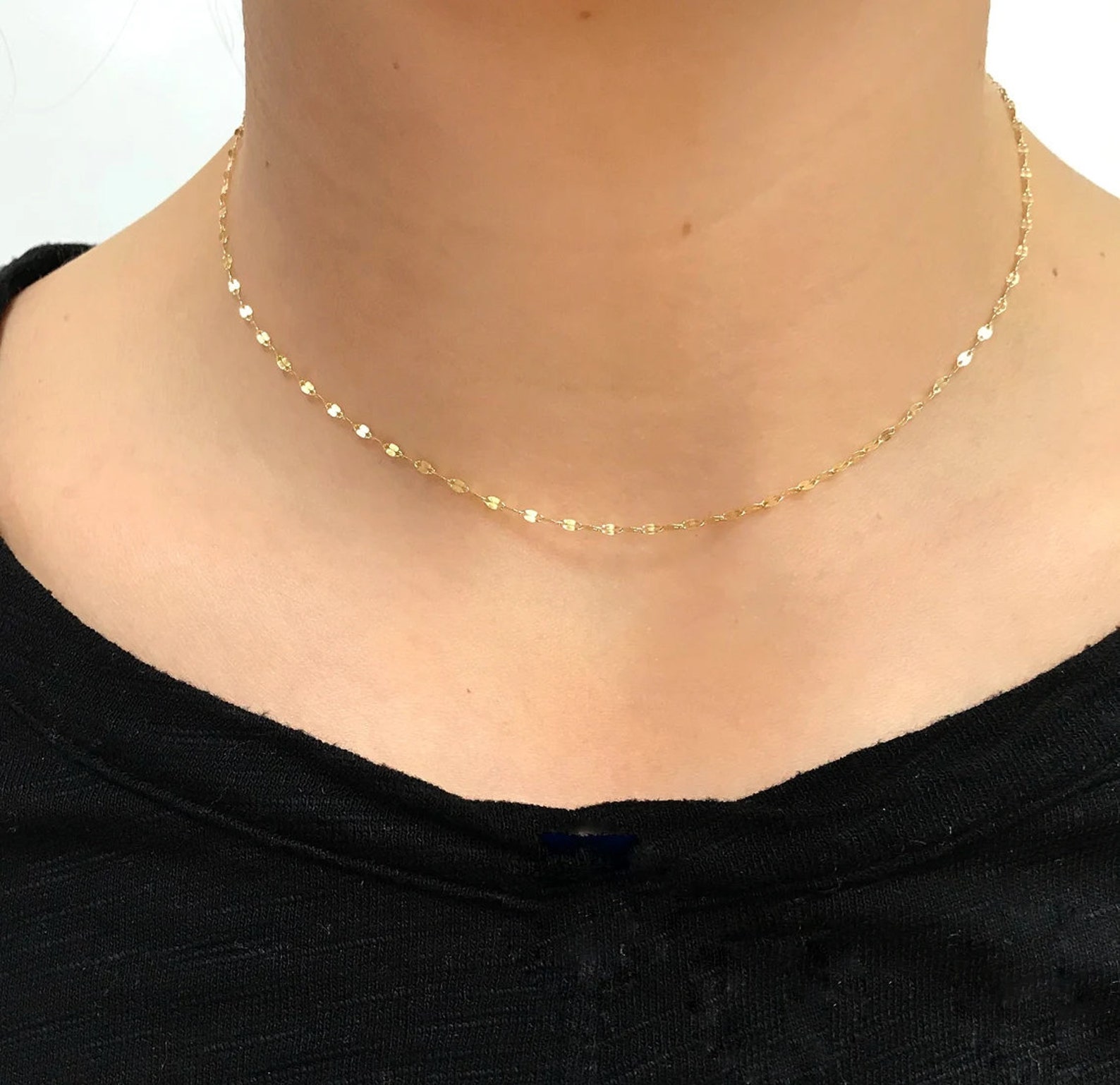 14K Gold Twisted Sparkle Chain Necklace Sparkle Chain Etsy