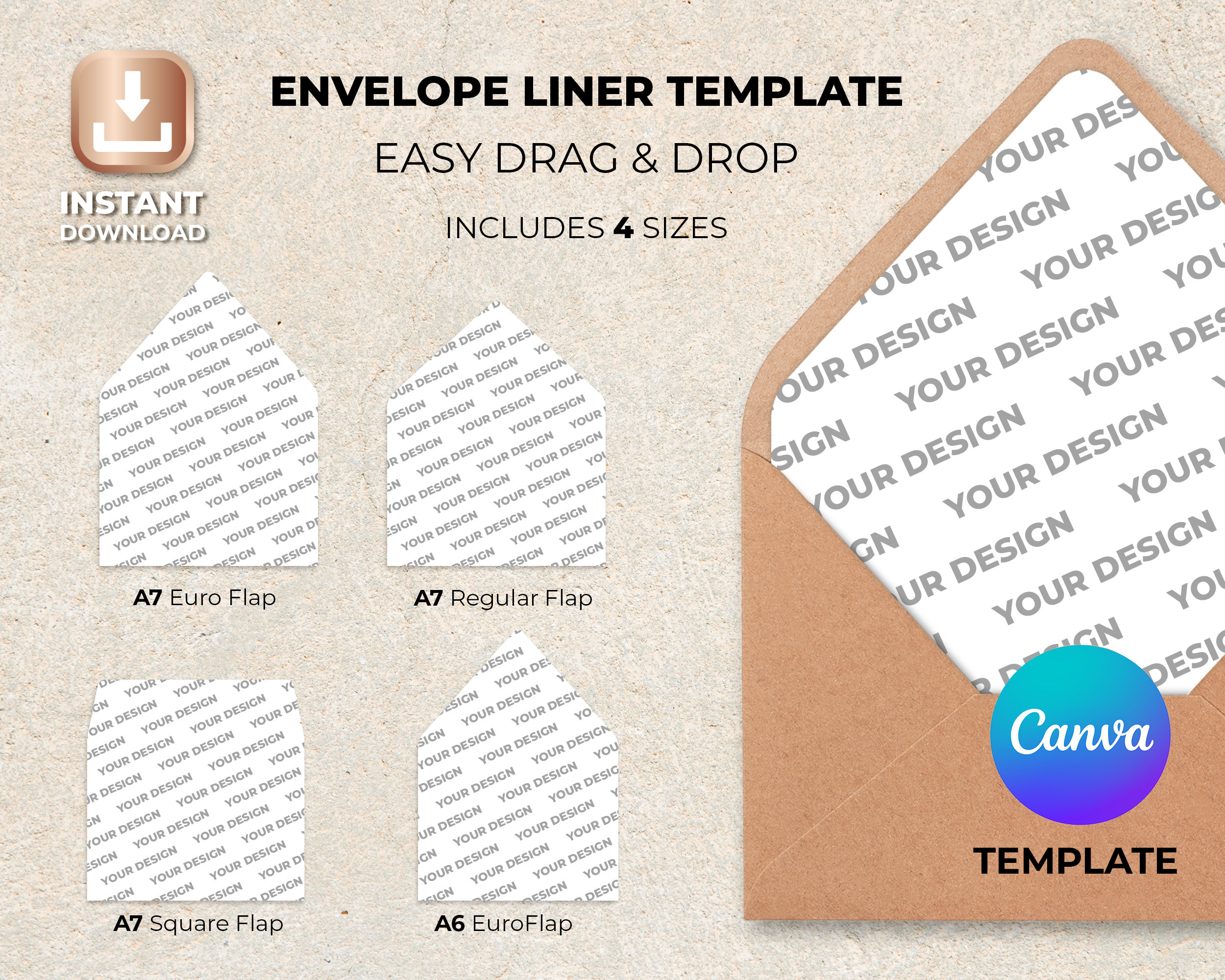 Print Your Own Design Outer A7.5 Euro Flap Envelope Liner