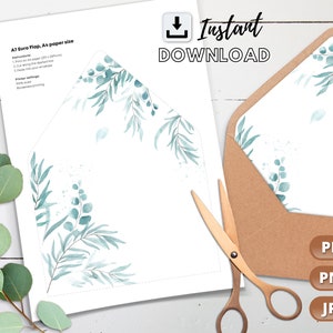 Envelope liner template, printable envelope liner, instant download, wedding envelope liners, a7 envelope liner printable
