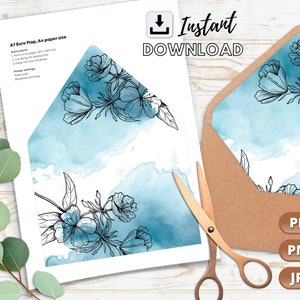 Envelope liner template, printable envelope liner, instant download, wedding envelope liners, a7 envelope liner printable
