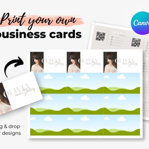 Canva Druckvorlage für Visitenkarten, Print at home, DIY Visitenkarte, kleine Visitenkarte, bearbeitbare Karten, doppelseitige Karte