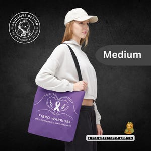Fibromyalgia Awareness Tote Bag: Purple Ribbon, Chronic Illness Support