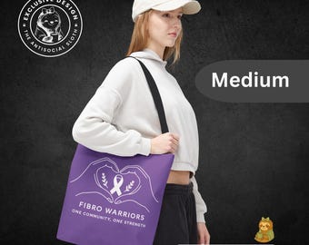 Bolsa de tela para concienciar sobre la fibromialgia: lazo morado, apoyo para enfermedades crónicas
