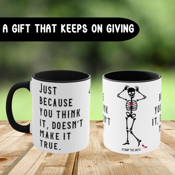 Mental Health Awareness Mug, Skeleton Self-Love Gift, Be Kind To Mind Reminder, Microwave & Dishwasher Safe 11oz Mug