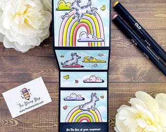 handmade interactive pop up easel pet sympathy card dog sympathy card rainbow trinity stamps lawn fawn so very sorry