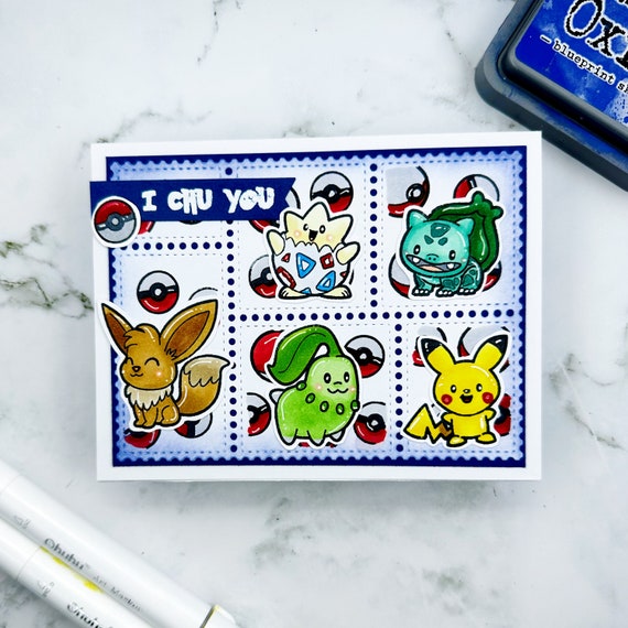 Cute Pokemon Birthday Card 'happy Birthday to Chu' Pikachu Card Bulbasaur  Eevee Birthday Card 