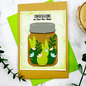 Amoureux des cactus faits à la main félicitations succulentes pour votre nouvelle carte de maison pelouse fauve joyeux shaker pop up carte amoureux des plantes