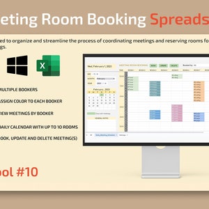 Daily Meeting Room Booking Spreadsheet | Room Booking Excel | Daily Room Booking Template | Meeting Room Reservation