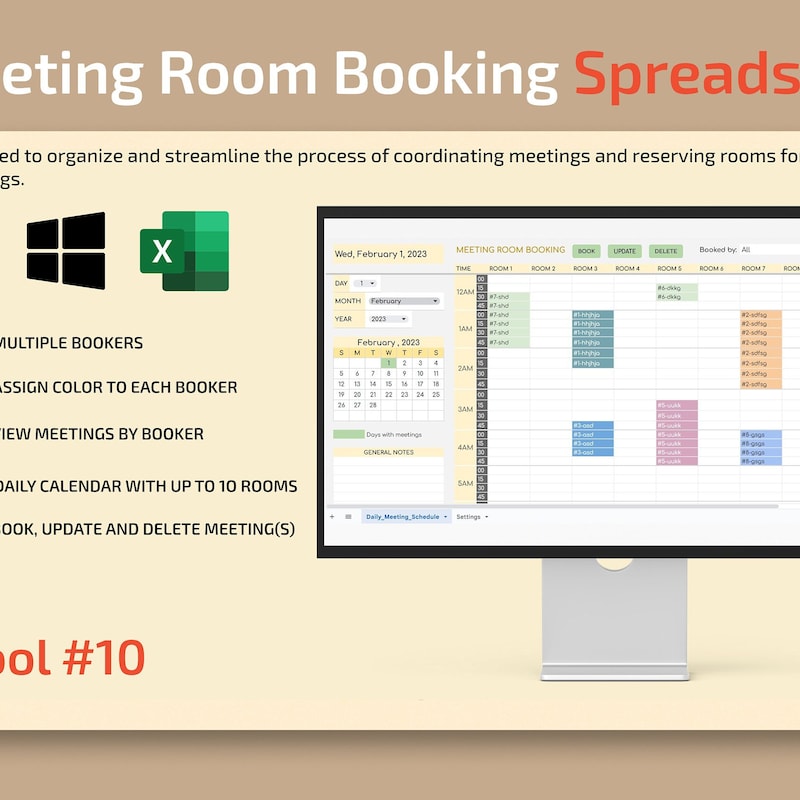 Excel Room Booking Template - Etsy