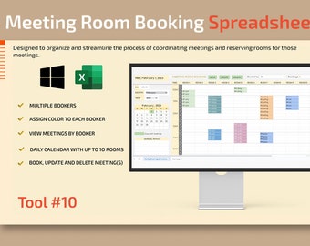 Meeting Room Booking Excel Spreadsheet: Daily Calendar Template