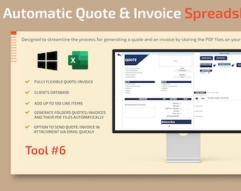 Automatic Quote & Invoice PDF Generator | Quote Invoice Excel Template | Quote and Invoice Form