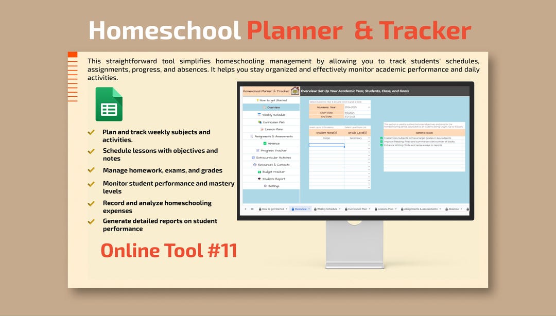 Homeschool Planner & Tracker: Google Sheets Lesson Planning Spreadsheet ...