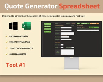 Quotation Excel Template with PDF/Email Generator, Database and Dashboard | Price Quote Excel Template |
