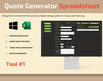 Quote Generator Excel Template: PDF Email, Database & Dashboard