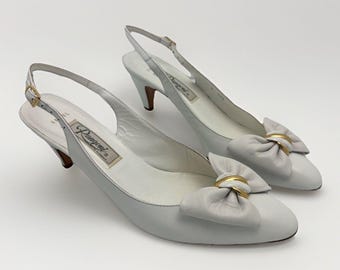 Zapatos de tacón Gaisol blancos dorados VINTAGE Rangoni de Florencia, Italia, talla 9 AAA
